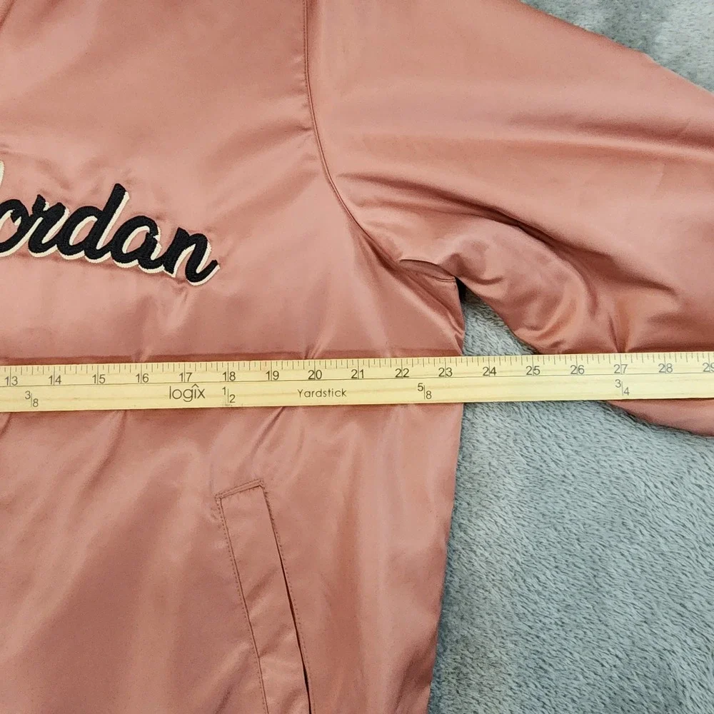 Jordan Flight Bomber Jacket Mens Medium Burgundy Pink Colorblock Zip Streetwear